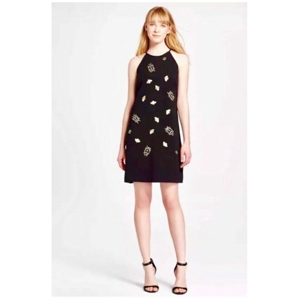Victoria Beckham for Target Black Embellished Beetle Bug‎ Halter Dress L